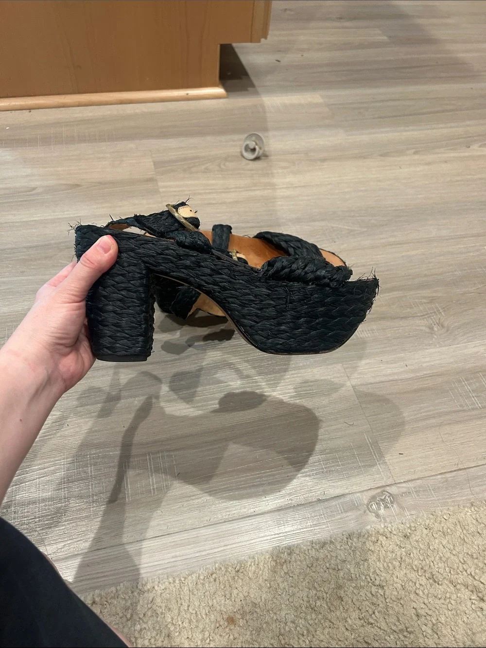 Robert Clergerie Black Woven Platform Sandals